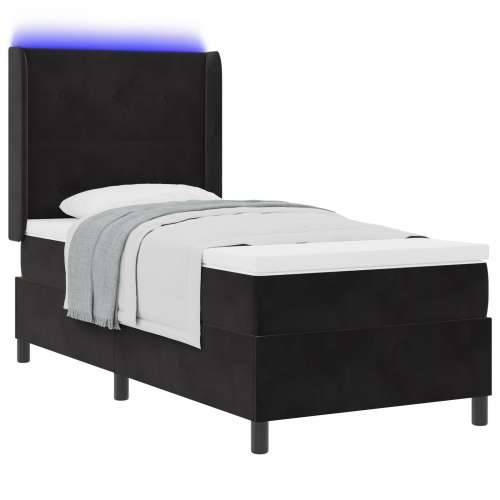 Box Spring Krevet s Madracem i LED Crna 80x200 cm Baršun Cijena