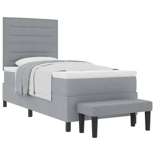 Box Spring Krevet s Dušekom i Klupom Svijetlosiva 80x200 cm Tkanina Cijena
