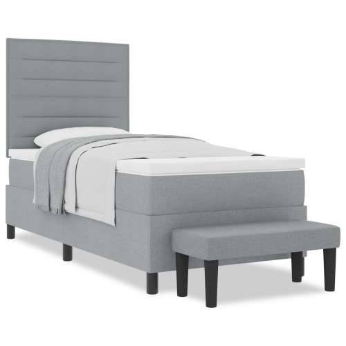 Box Spring Krevet s Dušekom i Klupom Svijetlosiva 80x200 cm Tkanina Cijena
