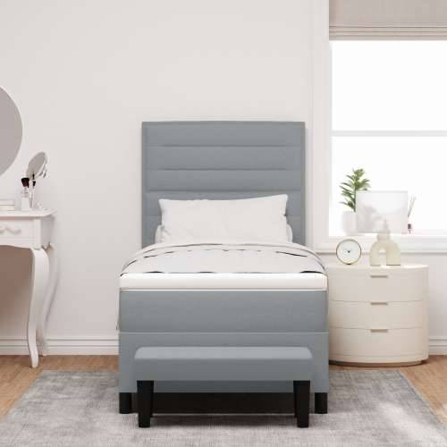 Box Spring Krevet s Dušekom i Klupom Svijetlosiva 80x200 cm Tkanina Cijena