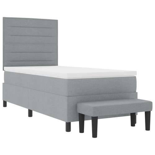 Box Spring Krevet s Dušekom i Klupom Svijetlosiva 80x200 cm Tkanina Cijena