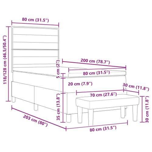 Box Spring krevet s madracem i klupom plavi 80x200 cm tkanina Cijena