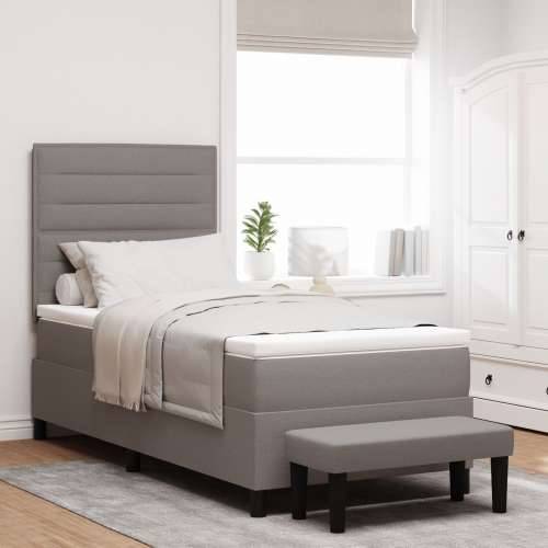 Krevet s kutijom s madracem i klupicom Taupe 90x190 cm Tkanina Cijena