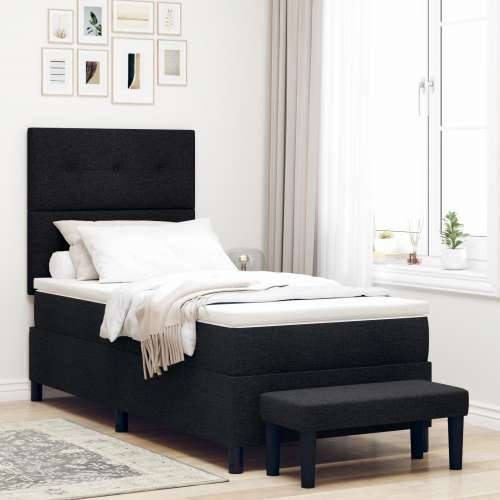 Box Spring Krevet s Madracem & Klupom Crni 90x190 cm Tkanina Cijena