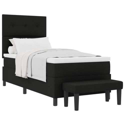 Box Spring Krevet s Madracem & Klupom Crni 90x190 cm Tkanina Cijena