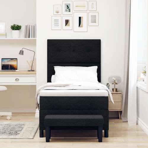 Box Spring Krevet s Madracem & Klupom Crni 90x190 cm Tkanina Cijena