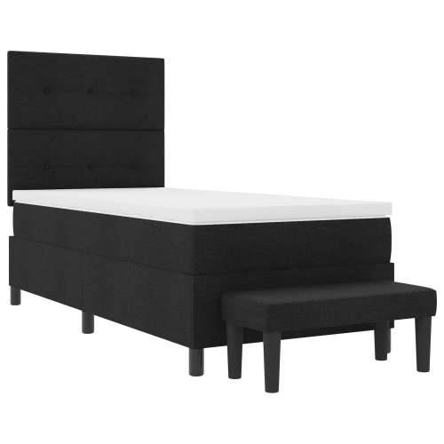 Box Spring Krevet s Madracem & Klupom Crni 90x190 cm Tkanina Cijena