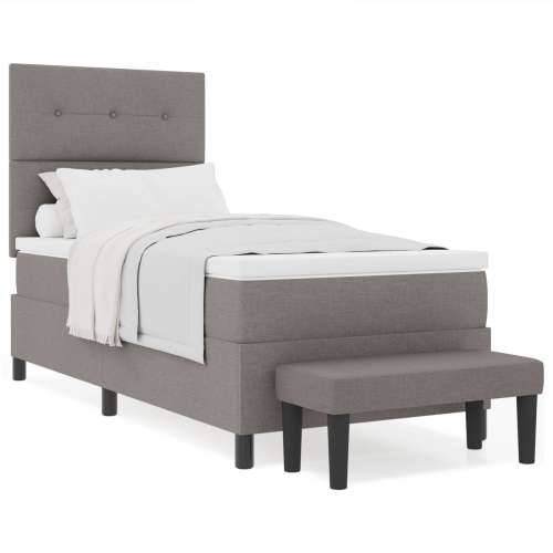 Krevet s opružnim dnom s madracem i klupe Taupe 90x190 cm Tkanina Cijena