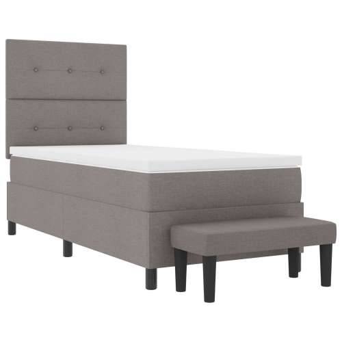 Krevet s opružnim dnom s madracem i klupe Taupe 90x190 cm Tkanina Cijena