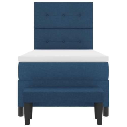 Kutni Krevet s Madracem i Klupicom Plava 90x190 cm Tkanina Cijena