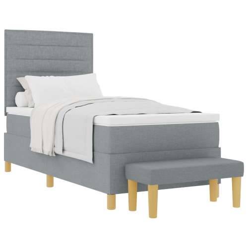 Box Spring Krevet s Madracem i Klupicom Svijetlosiva 90x190 cm Tkanina Cijena