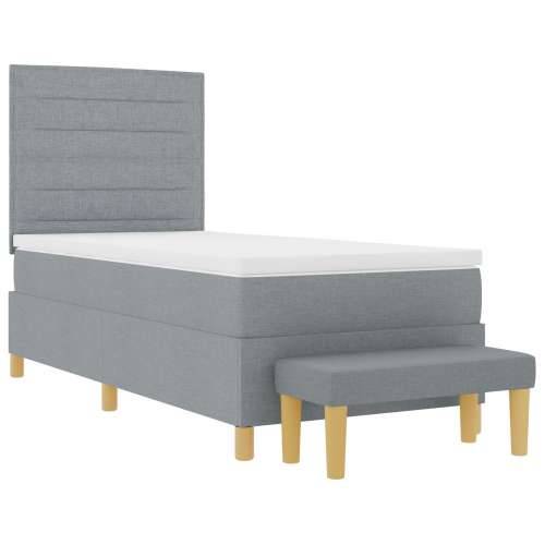 Box Spring Krevet s Madracem i Klupicom Svijetlosiva 90x190 cm Tkanina Cijena