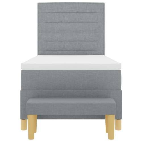 Box Spring Krevet s Madracem i Klupicom Svijetlosiva 90x190 cm Tkanina Cijena