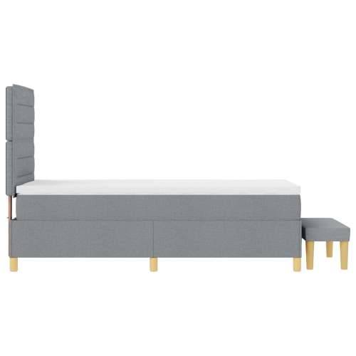 Box Spring Krevet s Madracem i Klupicom Svijetlosiva 90x190 cm Tkanina Cijena