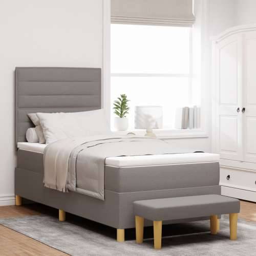 Krevet na podlozi s madracem i klupom taupe 90x190 cm tkanina Cijena