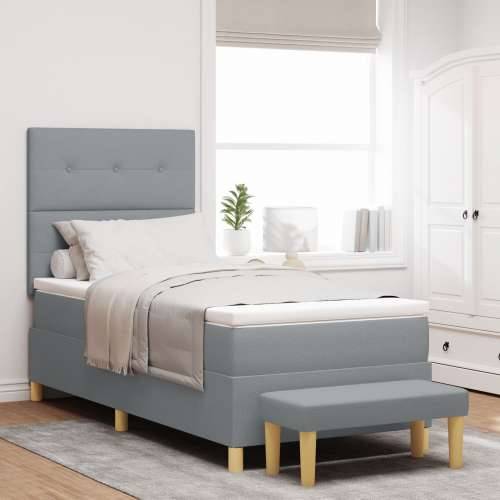 Krevet s box spring sustavom s madracem i klupom svijetlosivi 80x200 cm Tkanina Cijena