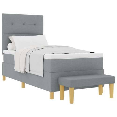 Krevet s box spring sustavom s madracem i klupom svijetlosivi 80x200 cm Tkanina Cijena