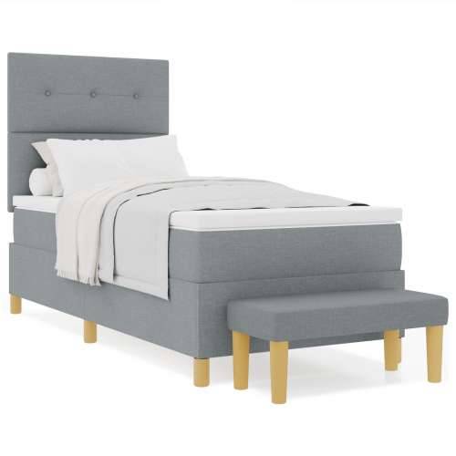 Krevet s box spring sustavom s madracem i klupom svijetlosivi 80x200 cm Tkanina Cijena