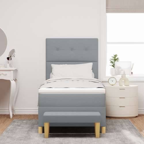 Krevet s box spring sustavom s madracem i klupom svijetlosivi 80x200 cm Tkanina Cijena
