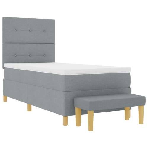 Krevet s box spring sustavom s madracem i klupom svijetlosivi 80x200 cm Tkanina Cijena
