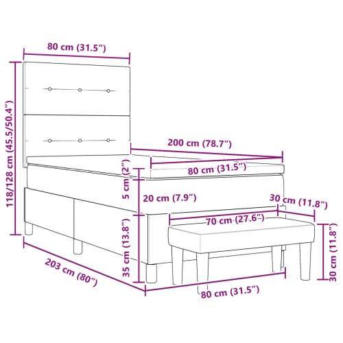 Krevet s Box Springom s madracem i klupom tamno sivi 80x200 cm tkanina Cijena