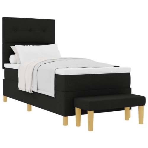 Krevet s Podnicom s Madracem i Klupicom Crna 90x190 cm Tkanina Cijena