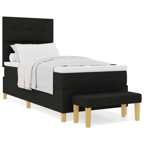 Krevet s Podnicom s Madracem i Klupicom Crna 90x190 cm Tkanina Cijena