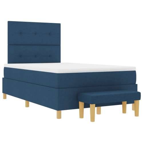 Krevet s box spring sustavom s madracem i klupom Plava 120x190 cm Tkanina Cijena