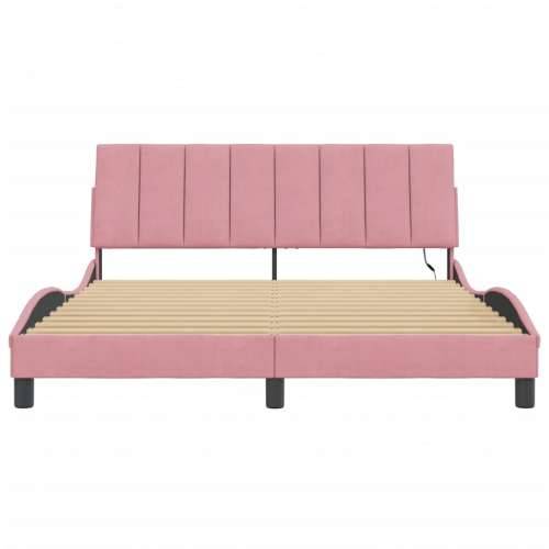 Okvir kreveta s LED svjetlima ružičasti 160 x 200 cm baršunasti - Ružičasta 160 x 200 cm Cijena