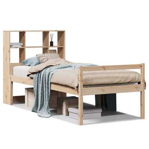Krevet s regalom za knjige bez madraca 90x200 cm od borovine - Prirodna 90 x 200 cm Cijena