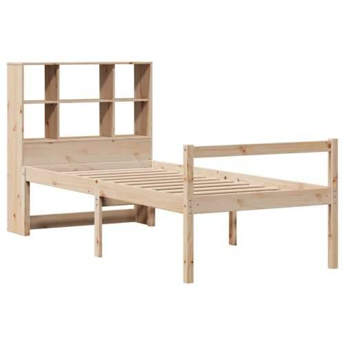 Krevet s regalom za knjige bez madraca 90x200 cm od borovine - Prirodna 90 x 200 cm Cijena