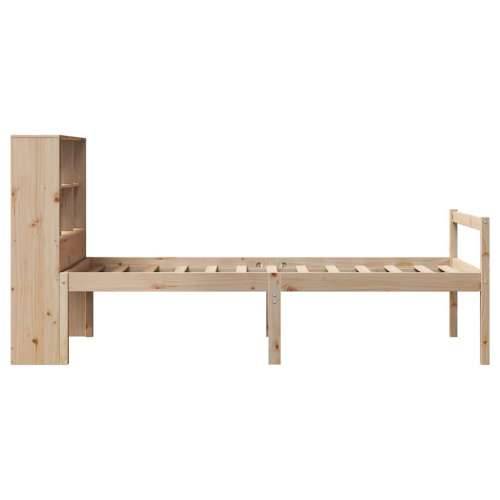 Krevet s regalom za knjige bez madraca 90x200 cm od borovine - Prirodna 90 x 200 cm Cijena