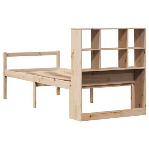 Krevet s regalom za knjige bez madraca 90x200 cm od borovine - Prirodna 90 x 200 cm Cijena