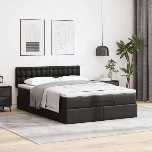 Otomanski krevet s madracem crni 140x190 cm umjetna koža - Crna 140 x 190 cm Cijena
