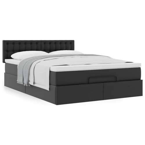 Otomanski krevet s madracem crni 140x190 cm umjetna koža - Crna 140 x 190 cm Cijena