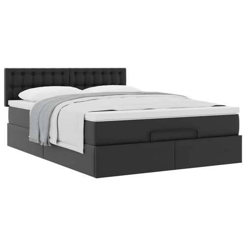 Otomanski krevet s madracem crni 140x190 cm umjetna koža - Crna 140 x 190 cm Cijena