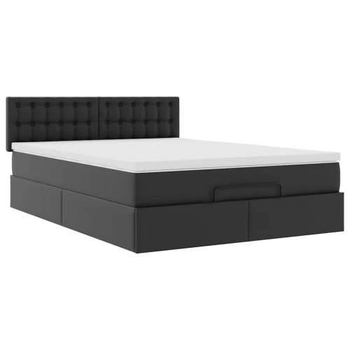 Otomanski krevet s madracem crni 140x190 cm umjetna koža - Crna 140 x 190 cm Cijena