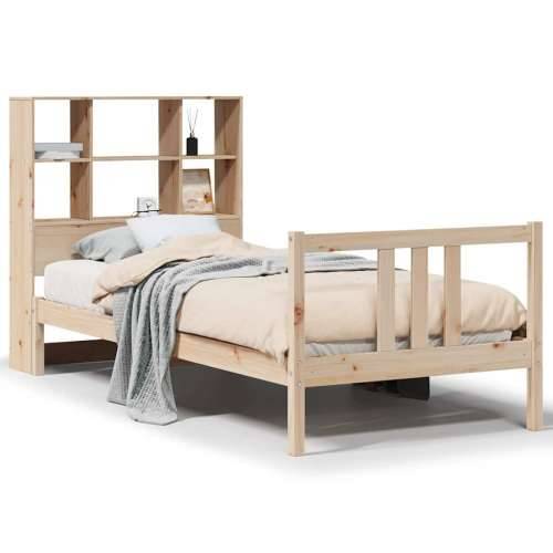 Krevet s regalom za knjige bez madraca 90x190 cm od borovine - Prirodna 90 x 190 cm Cijena