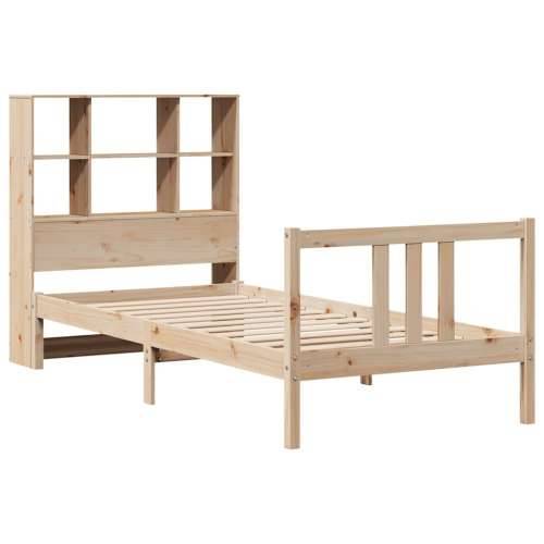 Krevet s regalom za knjige bez madraca 90x190 cm od borovine - Prirodna 90 x 190 cm Cijena