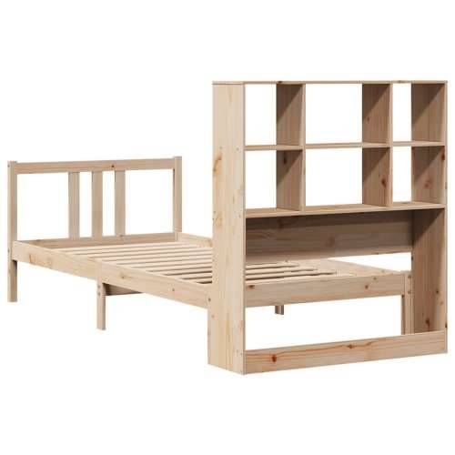 Krevet s regalom za knjige bez madraca 90x190 cm od borovine - Prirodna 90 x 190 cm Cijena