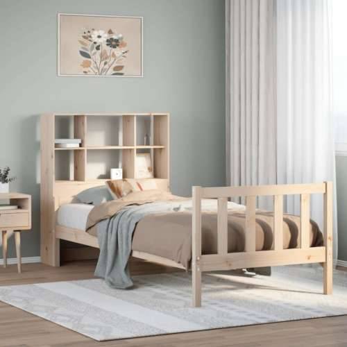 Krevet s regalom za knjige bez madraca 90x190 cm od borovine - Prirodna 90 x 190 cm Cijena