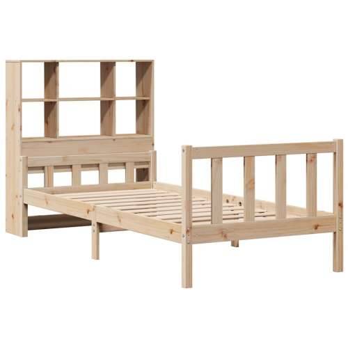 Krevet s regalom za knjige bez madraca 90x190 cm od borovine - Prirodna 90 x 190 cm Cijena