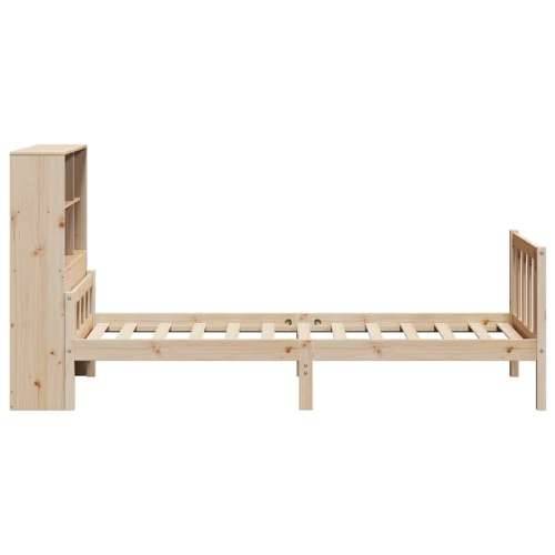 Krevet s regalom za knjige bez madraca 90x190 cm od borovine - Prirodna 90 x 190 cm Cijena
