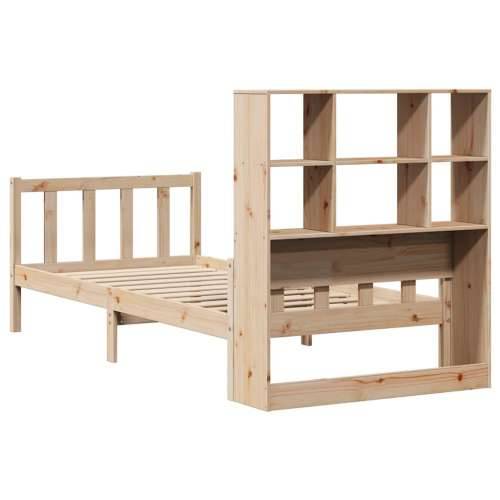 Krevet s regalom za knjige bez madraca 90x190 cm od borovine - Prirodna 90 x 190 cm Cijena