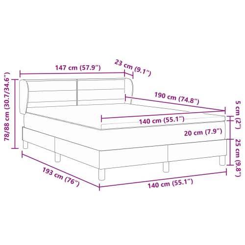 Box Spring Krevet s Madracem Crna 140x190 cm Tkanina Cijena