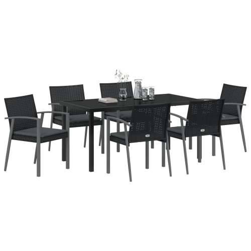 Set od 4 Crna PE ratan 56.5x57x83 cm Izdržljivo Vrtno sjedalo Cijena