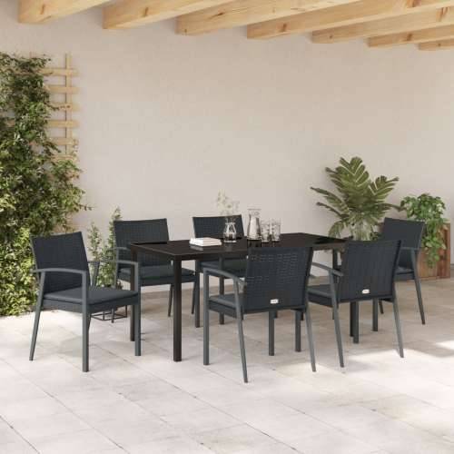 Set od 4 Crna PE ratan 56.5x57x83 cm Izdržljivo Vrtno sjedalo Cijena