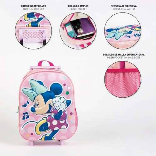 Školski 3D Ruksak s Kotačima Minnie Mouse Roza 25,0 x 31,0 x 10,0 cm Cijena