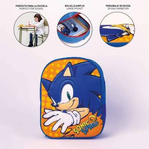 Školski 3D Ruksak Sonic Plava 25 x 31 x 9 cm Oranžna Cijena