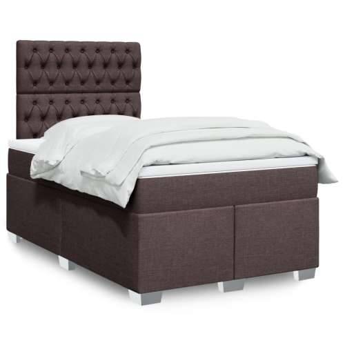 Krevet box spring s madracem tamnosmeđi 120 x 190 cm od tkanine - Tamno smeđa 120 x 190 cm Dizajn s gumbima Cijena
